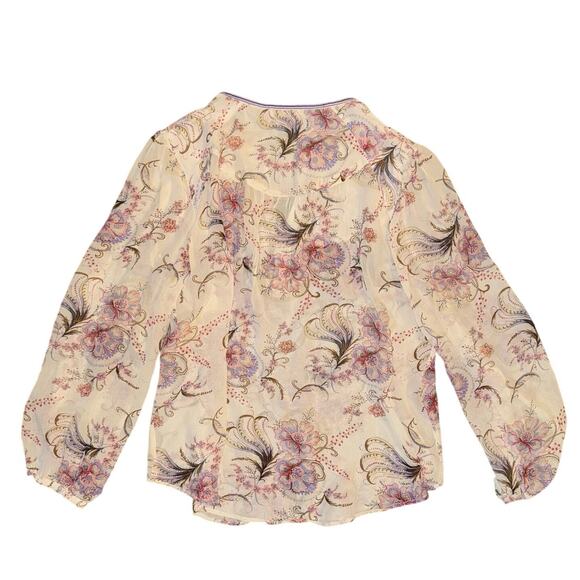 Sundance 100% Silk Boho Flowy Dressy Sheer Top / Blouse with Beading Size XL - Picture 2 of 5